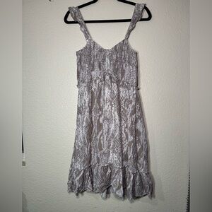 Maurices Light Gray Patterned Ruffle-Hem Mini Dress